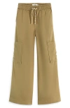 Scotch & Soda Kids' Wide Leg Cargo Pants In Washed Military