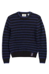 Scotch & Soda Kids' Big Boys Yarn Dye Stripe Crew Neck Sweater In Black