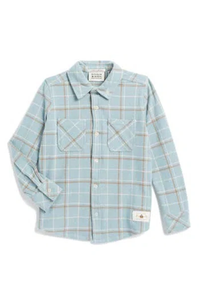 Scotch & Soda Kids' Big Boys Yarn Dye Knit Twill Button Up Shirt In Bay Blue