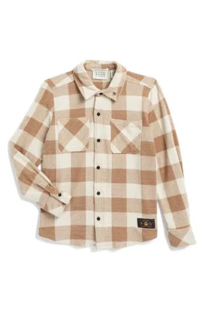 Scotch & Soda Kids' Big Boys Yarn Dye Knit Twill Button Up Shirt In Cappuchino
