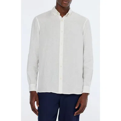 Scotch & Soda Linen Button-down Shirt In Off White