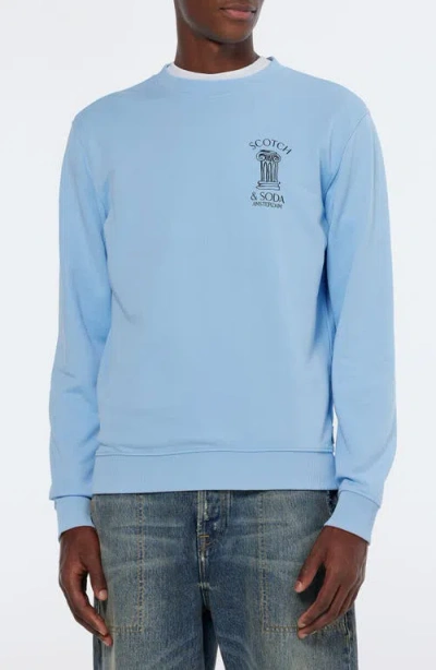 Scotch & Soda Logo Graphic Sweatshirt In Spring Blue