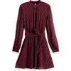 Scotch & Soda Long Sleeve Metallic Minidress In Dark Grape