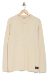 Scotch & Soda Long Sleeve Slub Knit Henley In Light Beige