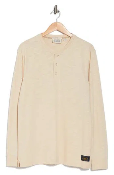 Scotch & Soda Long Sleeve Slub Knit Henley In Light Beige