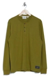 Scotch & Soda Slub Henley Shirt In Olive/khaki