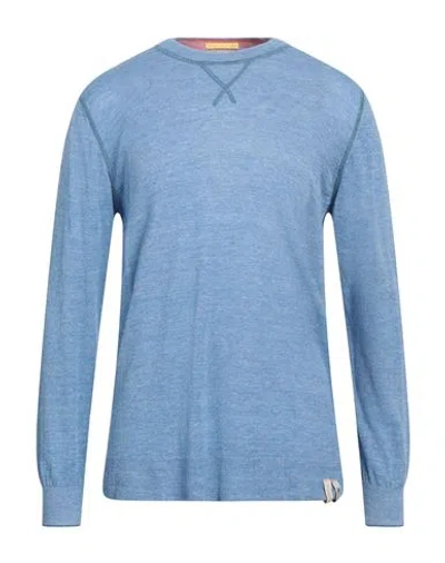 Scotch & Soda Man Sweater Azure Size L Linen, Cotton In Blue