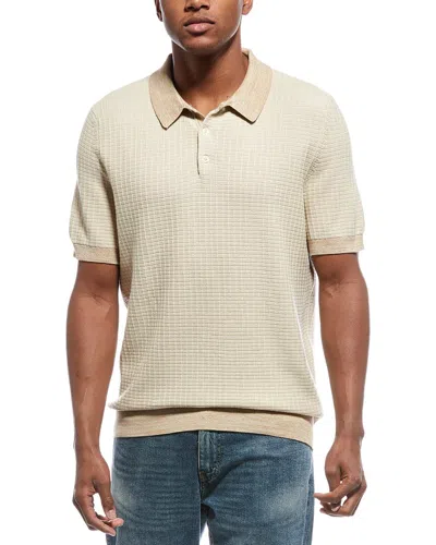 Scotch & Soda Marled Rib Sweater Polo Shirt In Beige