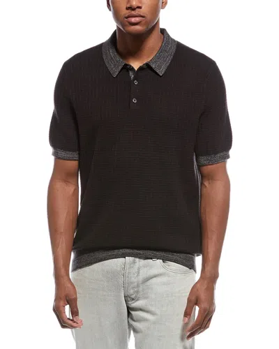 Scotch & Soda Marled Rib Sweater Polo Shirt In Black