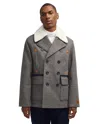 Scotch & Soda Men's Izak Double Breasted Peacoat With Removable Fleece Collar In Grey