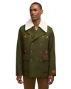 Scotch & Soda Men's Izak Double Breasted Peacoat With Removable Fleece Collar In Multi