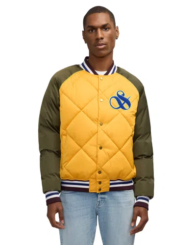 SCOTCH & SODA SCOTCH & SODA MEN'S YRACHIE QUILTED VARSITY BOMBER JACKET WITH RAGLAN SLEEVES