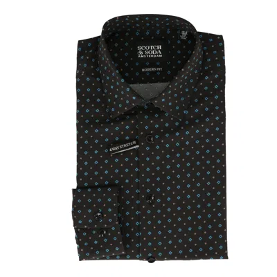 Scotch & Soda Mens Black/blue Dress Shirt In Multi