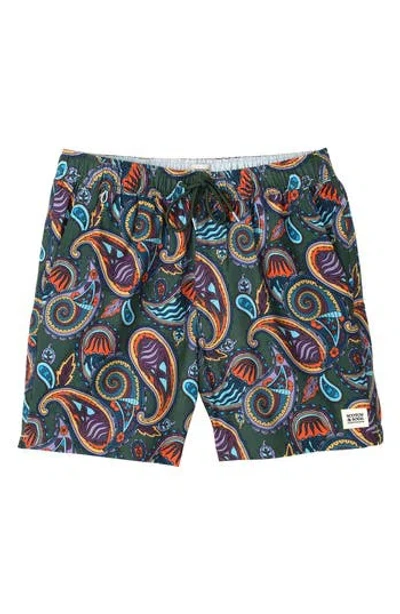 Scotch & Soda Miami Ice Swim Trunks In Dark Green