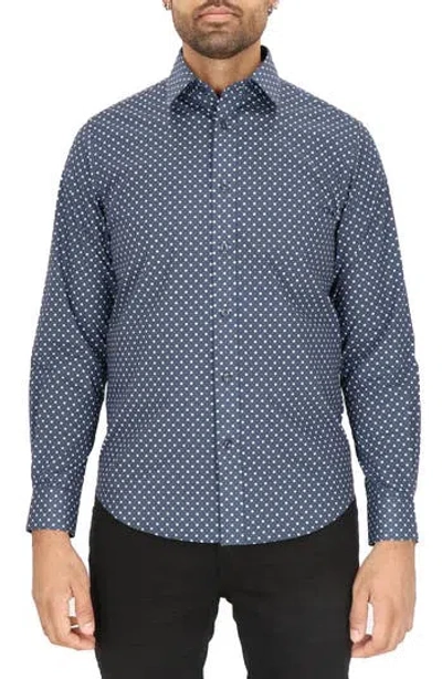 Scotch & Soda Modern Fit Diamond Stretch Cotton Dress Shirt In Navy
