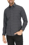 Scotch & Soda Modern Fit Flower Stretch Cotton Dress Shirt In Black