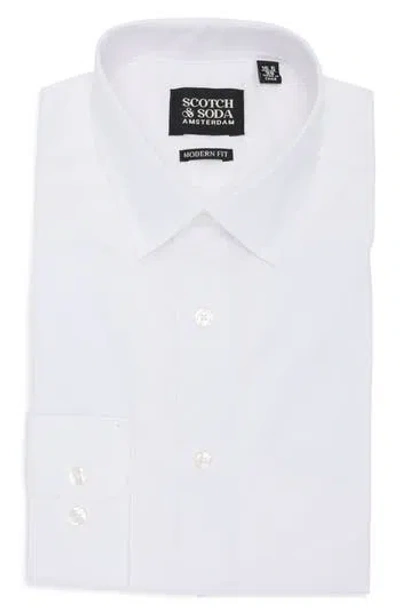 Scotch & Soda Modern Fit Stretch Cotton Dress Shirt In White