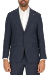 Scotch & Soda Navy Windowpane Check Stretch Wool Sport Coat In Navy Windowpane
