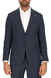 Scotch & Soda Navy Windowpane Check Stretch Wool Sport Coat In Navy Windowpane