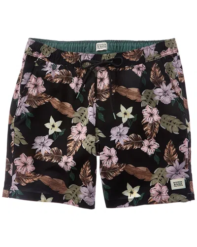 Scotch & Soda Nostalgia Floral Swim Trunk In Black