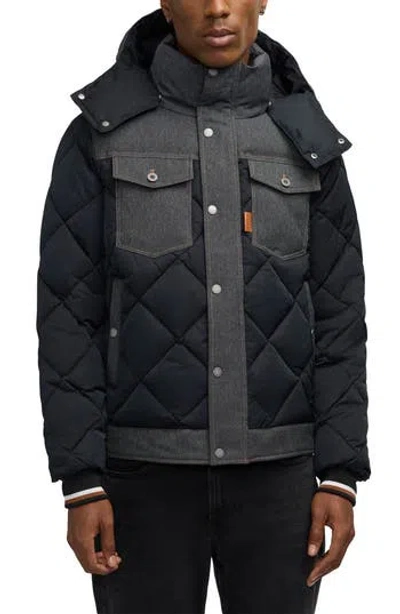 Scotch & Soda Oren Water Repellent Hooded Puffer Jacket In Black