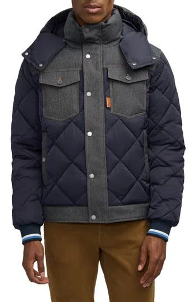 Scotch & Soda Oren Water Repellent Hooded Puffer Jacket In Indigo