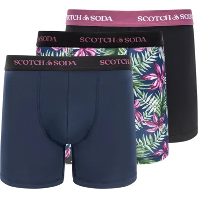 Scotch & Soda 3-pack Cotton Stretch Trunks In Medium Purple
