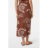 Scotch & Soda Print Stretch Linen Blend Midi Wrap Skirt In Inky Sun Brown