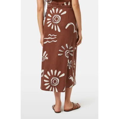 Scotch & Soda Print Stretch Linen Blend Midi Wrap Skirt