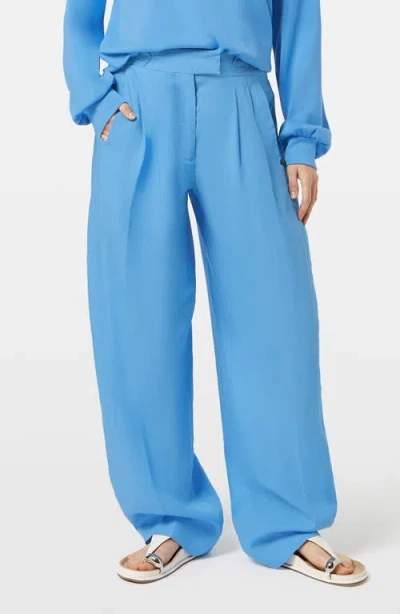 Scotch & Soda Quinn Pleat Front Wide Leg Pants In Aqua Blue