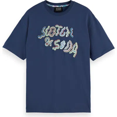 Scotch & Soda Relaxed Fit Cotton T-shirt In Atlantic Blue