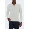 Scotch & Soda Relaxed Fit Long Sleeve Cotton Johnny Collar Polo In White