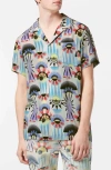Scotch & Soda Relaxed Fit Print Short Sleeve Button-up Shirt In Luna Pier White