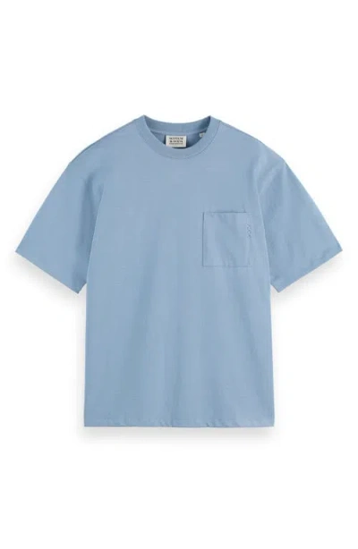 Scotch & Soda Relaxed Pocket T-shirt In Faded Denim