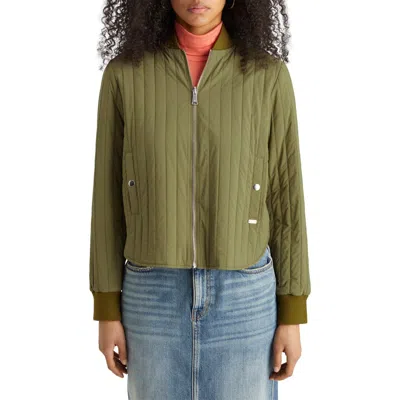 Scotch & Soda Reversible Quilted Bomber Jacket In Washed Military