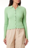Scotch & Soda Rib Polo Cardigan Sweater In Pistachio