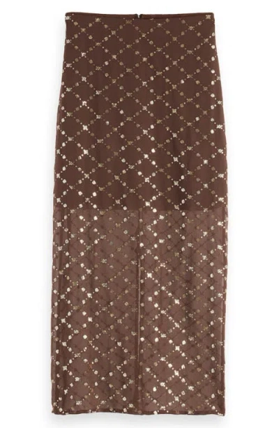 Scotch & Soda Sequin Skirt In Coffee