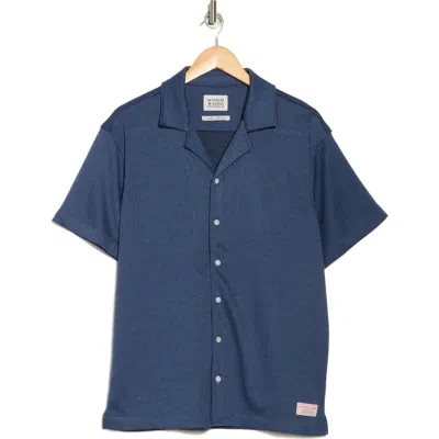 Scotch & Soda Short Sleeve Button Front Shirt In Sky Captain