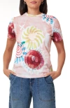 Scotch & Soda Sketch Cotton Graphic T-shirt In Abstract Sun Pink