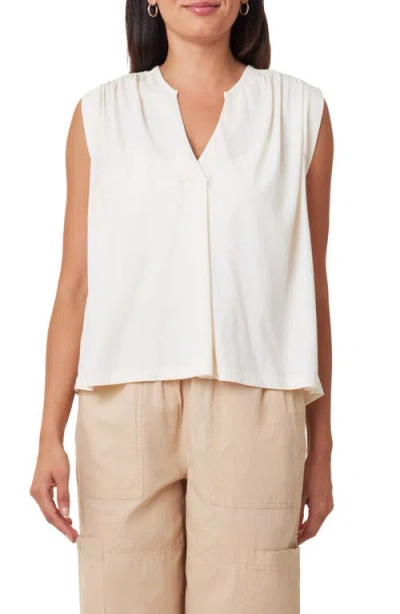 Scotch & Soda Split Neck Cotton Top In Soft Ice