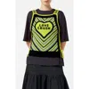 Scotch & Soda Stripe Crochet Knit Graphic Sweater Vest In Washed Black