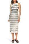 Scotch & Soda Stripe Sleeveless Pointelle Sweater Dress In Multi