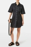 Scotch & Soda Stripe Structured Cotton Shirtdress In Black