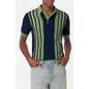 Scotch & Soda Stripe Textured Cotton Knit Polo In Atlantic Blue