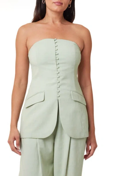 Scotch & Soda Strapless Tailored Top In Green