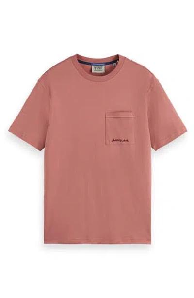 Scotch & Soda Tencel® Blend Pocket T-shirt In Weathered Pink