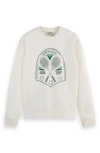 Scotch & Soda Relaxed Fit Embroidered Logo Sweatshirt In Swan