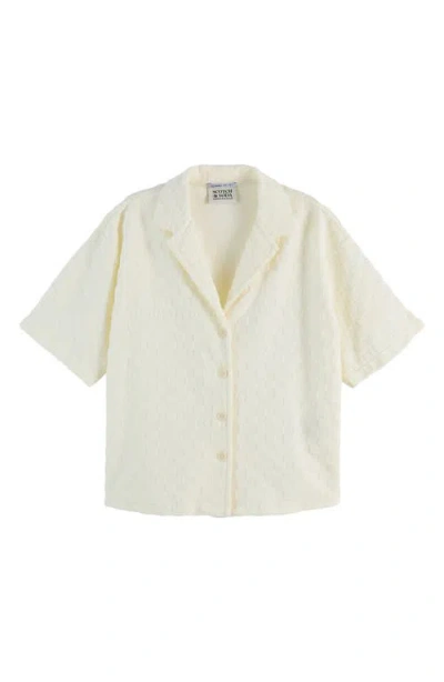 Scotch & Soda Terry Cloth Camp Shirt In Soft Ice