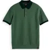 Scotch & Soda Men's Structured Cotton Knit Polo Shirt In Sage Green