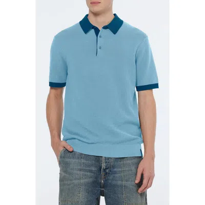 Scotch & Soda Textured Cotton Knit Polo In Spring Blue